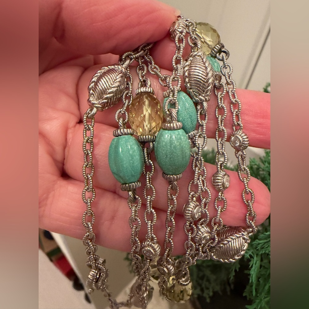 judith ripka sterling silver turquoise lemon quartz necklace 36 inch